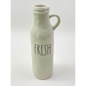 Rae Dunn FRESH Bottle Vase 10” Textured Ceramic Milk Jug Farmhouse Decor
